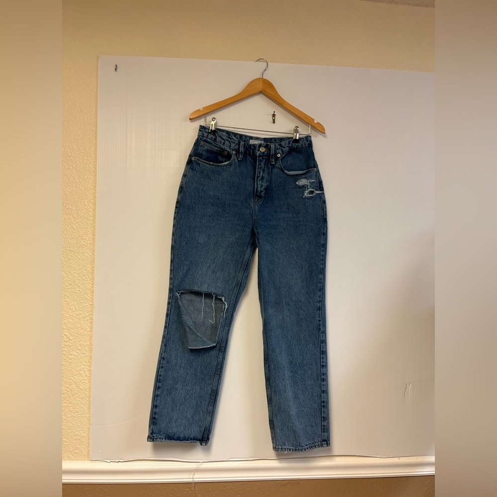 Good American ’90s Duster Jeans Blue Size 6/28 GNDU999T High Rise Straight Leg‎